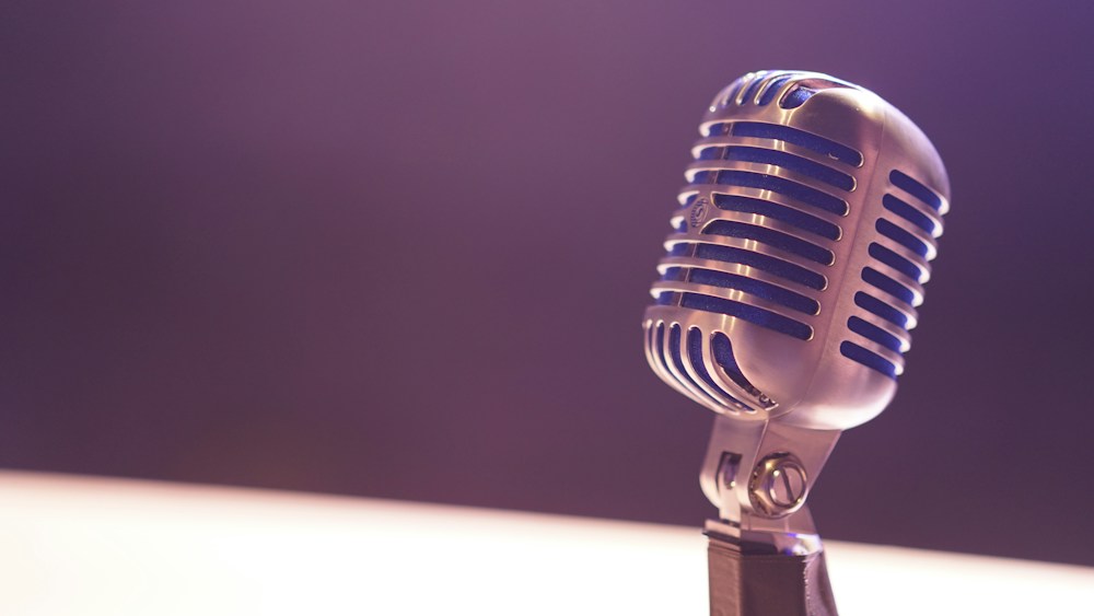 Close-up of a studio microphone